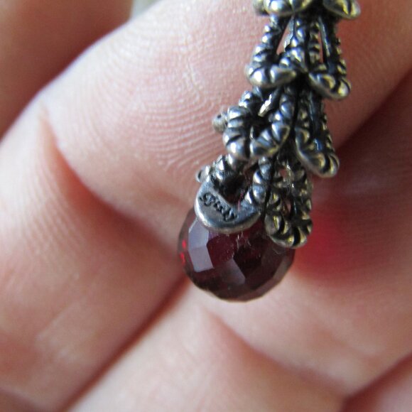 Vintage Barbara Bixby sterling, gold and garnet earrings - Picture 8 of 8